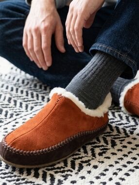 Sorel Men's Rust Suede Shearling-Lined Slip-Ons